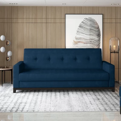 Dreisitzer-Sofa mit Stauraum ZIVENA – blau/nussbaum