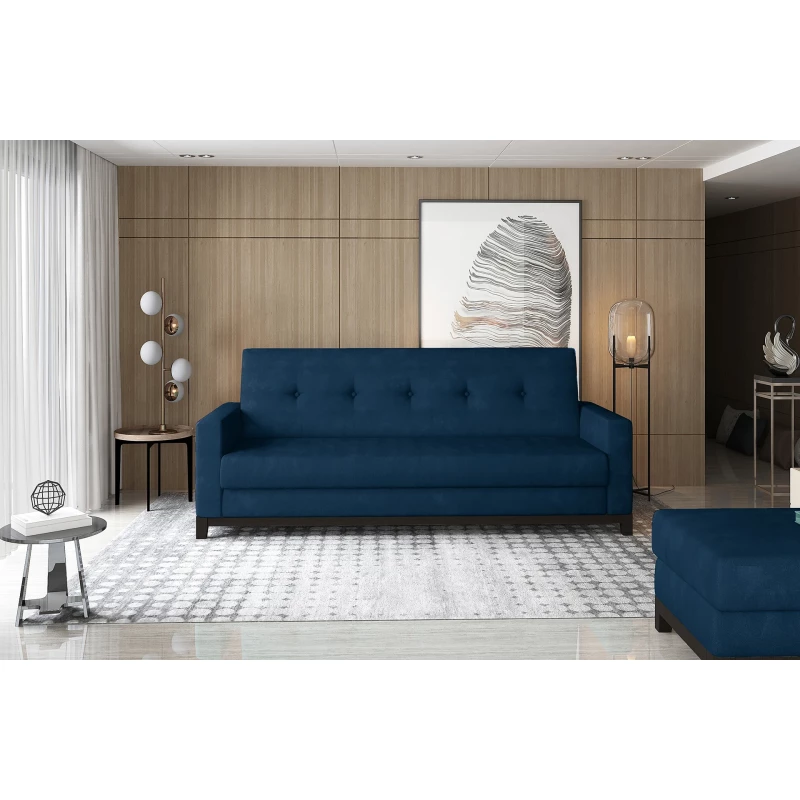 Dreisitzer-Sofa mit Stauraum ZIVENA – blau/nussbaum