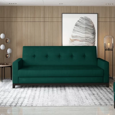 Dreisitzer-Sofa mit Stauraum ZIVENA - grün / walnuss