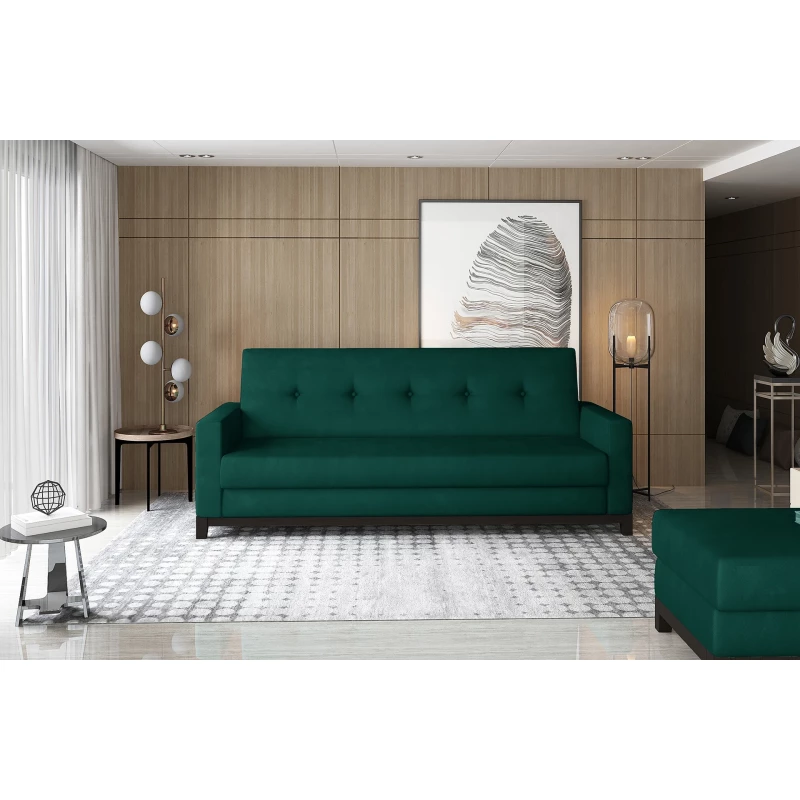 Dreisitzer-Sofa mit Stauraum ZIVENA - grün / walnuss