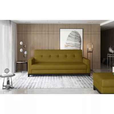 Dreisitzer-Sofa mit Stauraum ZIVENA – Senfgelb/Walnuss