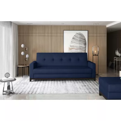 Dreisitzer-Sofa mit Stauraum ZIVENA – Dunkelblau/Walnuss