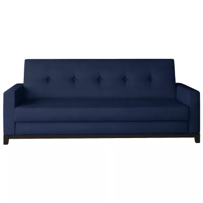Dreisitzer-Sofa mit Stauraum ZIVENA – Dunkelblau/Walnuss