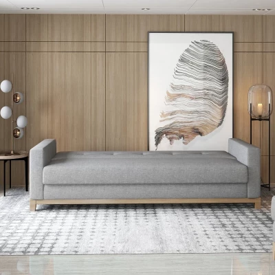 Dreisitzer-Sofa mit Stauraum ZIVENA – Hellgrau/Walnuss
