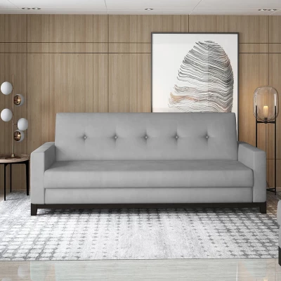 Dreisitzer-Sofa mit Stauraum ZIVENA – Hellgrau/Walnuss