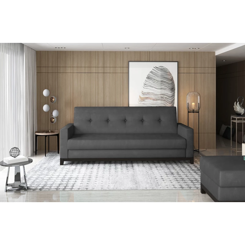 Dreisitzer-Sofa mit Stauraum ZIVENA – Dunkelgrau/Walnuss