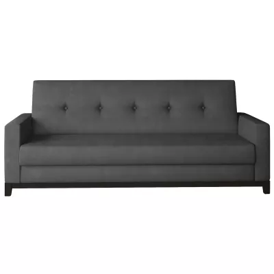 Dreisitzer-Sofa mit Stauraum ZIVENA – Dunkelgrau/Walnuss