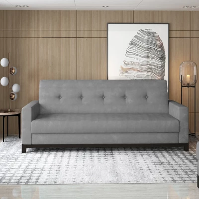 Dreisitzer-Sofa mit Stauraum ZIVENA – Grau/Walnuss