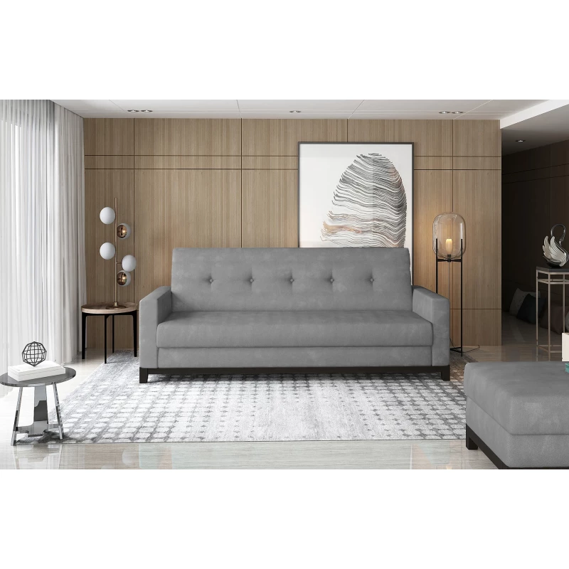 Dreisitzer-Sofa mit Stauraum ZIVENA – Grau/Walnuss