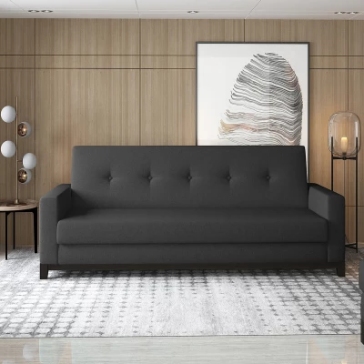 Dreisitzer-Sofa mit Stauraum ZIVENA – Schwarz/Walnuss
