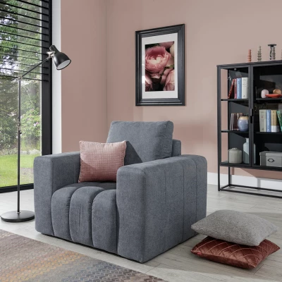 Gepolsterter Wohnzimmersessel ILANIS – grau