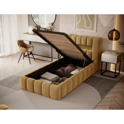 Einzelbett mit Polsterung 90x200 VEMIO 1 - gelb