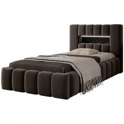 Einzelbett mit Polsterung 90x200 VEMIO 1 - dunkelbraun