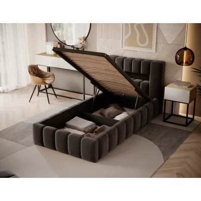 Einzelbett mit Polsterung 90x200 VEMIO 1 - dunkelbraun