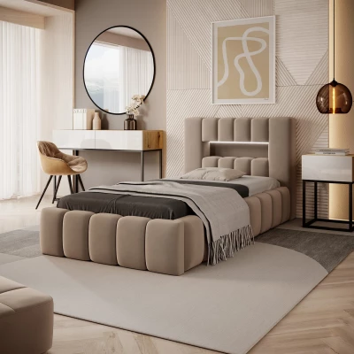 Einzelbett mit Polsterung 90x200 VEMIO 1 - beige