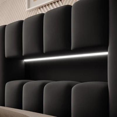 Einzelbett mit Polsterung 90x200 VEMIO 1 - braun