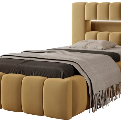 Einzelbett mit Polsterung 90x200 VEMIO 2 - gelb