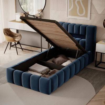 Einzelbett mit Polsterung 90x200 VEMIO 2 - blau