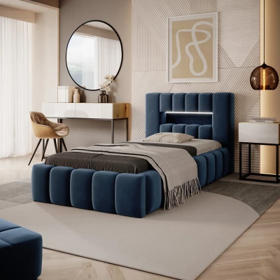 Einzelbett mit Polsterung 90x200 VEMIO 2 - blau