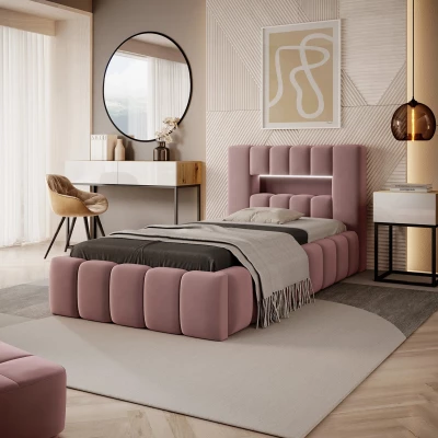 Einzelbett mit Polsterung 90x200 VEMIO 2 - rosa