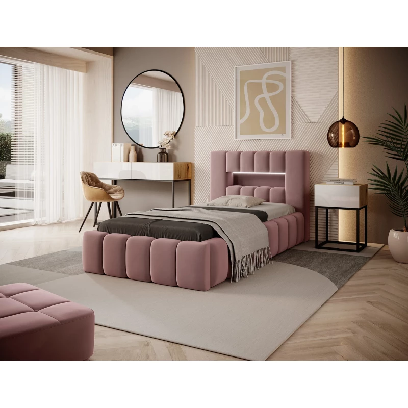 Einzelbett mit Polsterung 90x200 VEMIO 2 - rosa