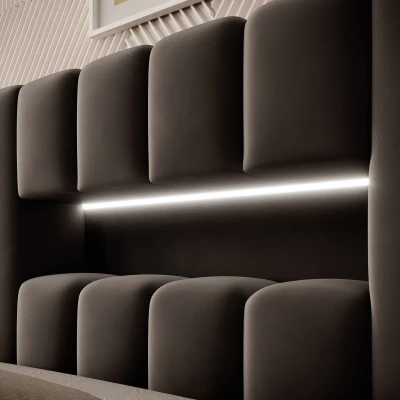 Einzelbett mit Polsterung 90x200 VEMIO 2 - dunkelbraun