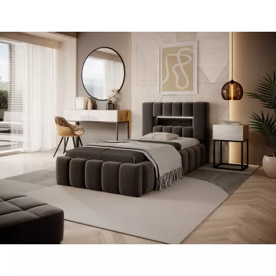 Einzelbett mit Polsterung 90x200 VEMIO 2 - dunkelbraun