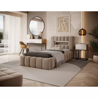 Einzelbett mit Polsterung 90x200 VEMIO 2 - beige