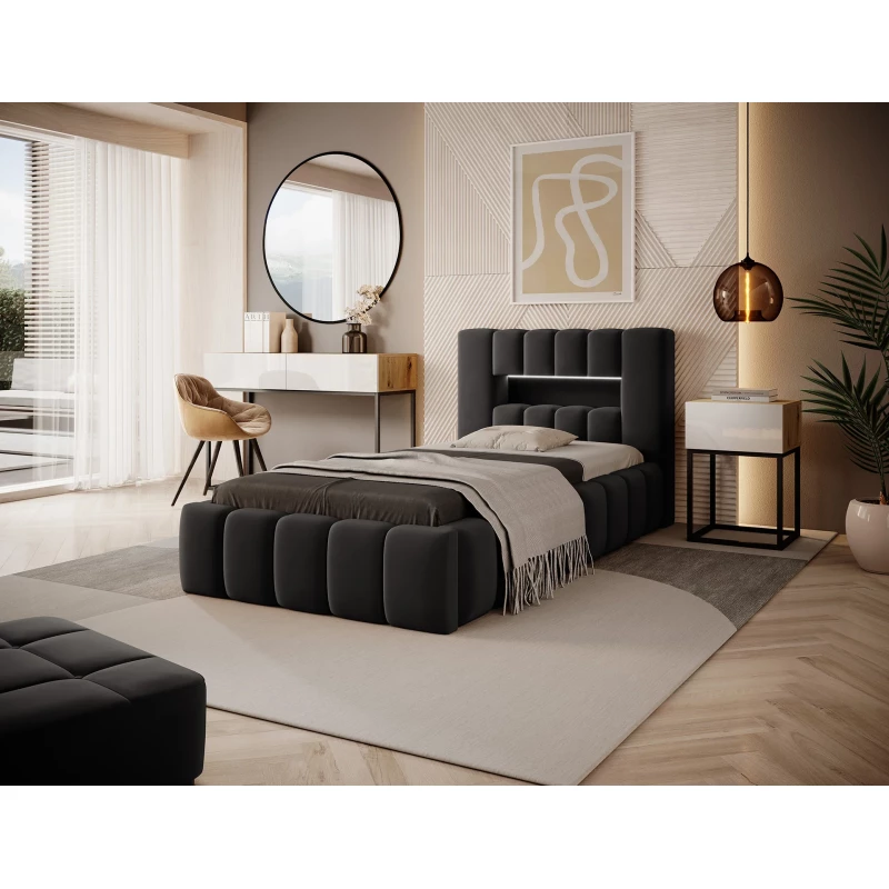 Einzelbett mit Polsterung 90x200 VEMIO 2 - braun