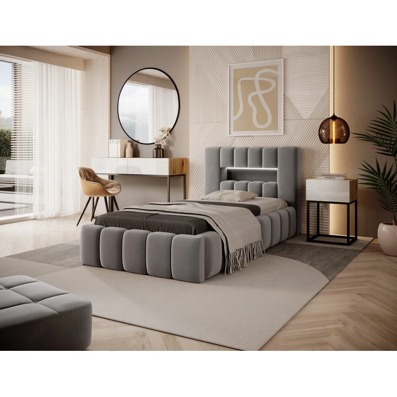 Einzelbett mit Polsterung 90x200 VEMIO 2 - grau