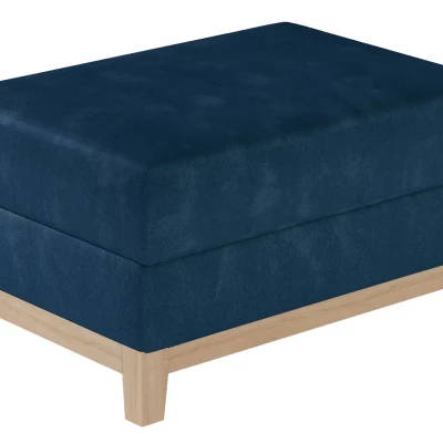 Gepolsterter Hocker ZIVENA - blau / Buche