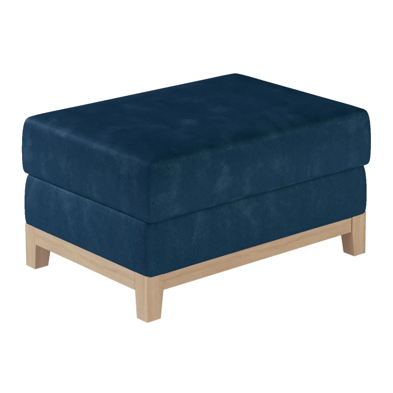 Gepolsterter Hocker ZIVENA - blau / Buche