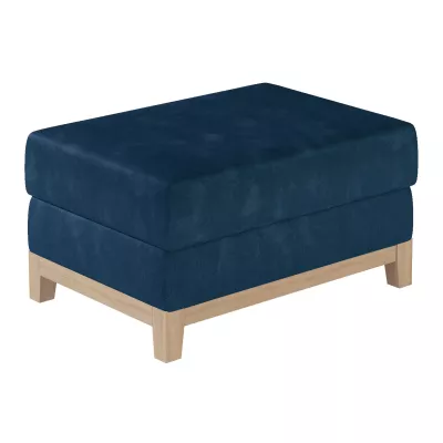 Gepolsterter Hocker ZIVENA - blau / Buche