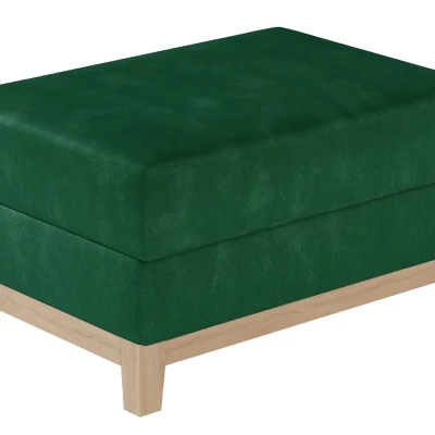 Gepolsterter Fußhocker ZIVENA – dunkelgrün/Buche