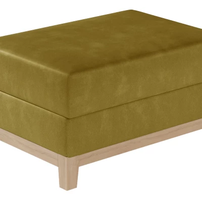 Gepolsterter Fußhocker ZIVENA – Senfgelb/Buche