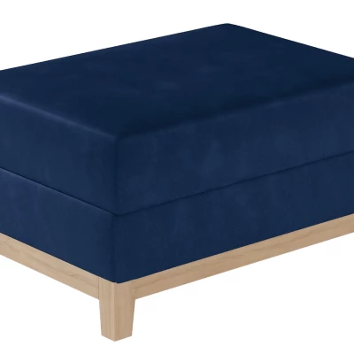 Gepolsterter Hocker ZIVENA – dunkelblau/Buche