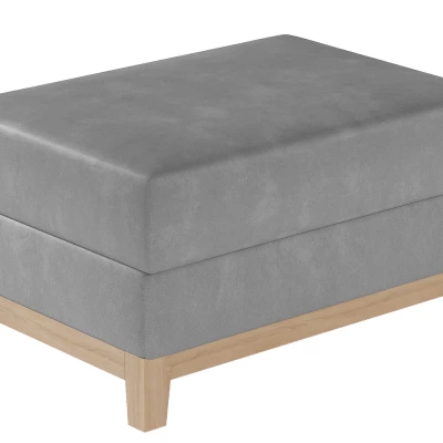 Gepolsterter Hocker ZIVENA – hellgrau/Buche