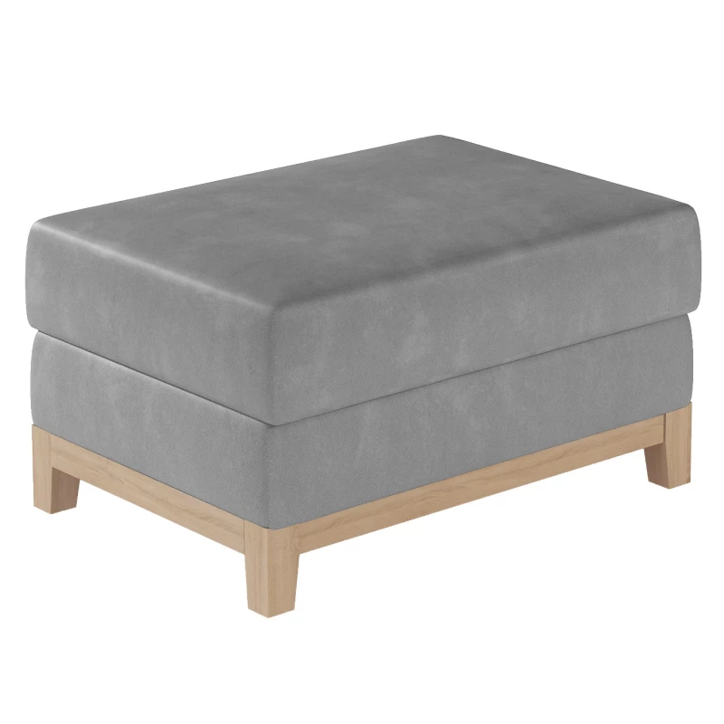 Gepolsterter Hocker ZIVENA – hellgrau/Buche