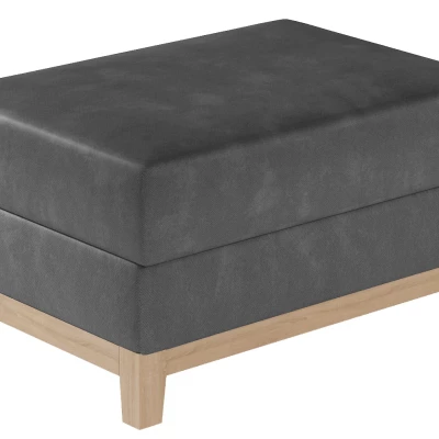Gepolsterter Hocker ZIVENA – dunkelgrau/Buche