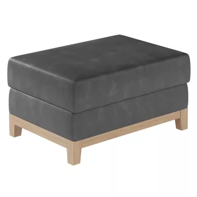 Gepolsterter Hocker ZIVENA – dunkelgrau/Buche