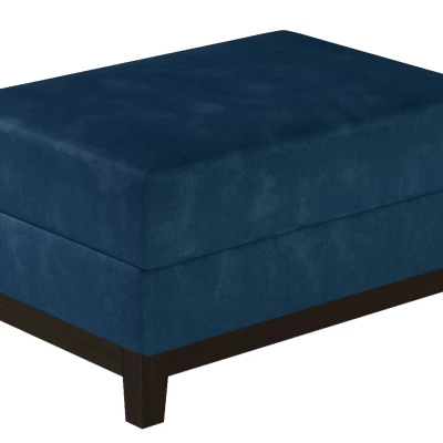 Gepolsterter Fußhocker ZIVENA – blau/nussbaum