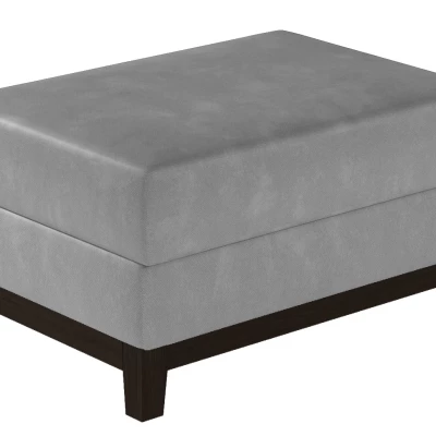 Gepolsterter Hocker ZIVENA – Hellgrau/Walnuss