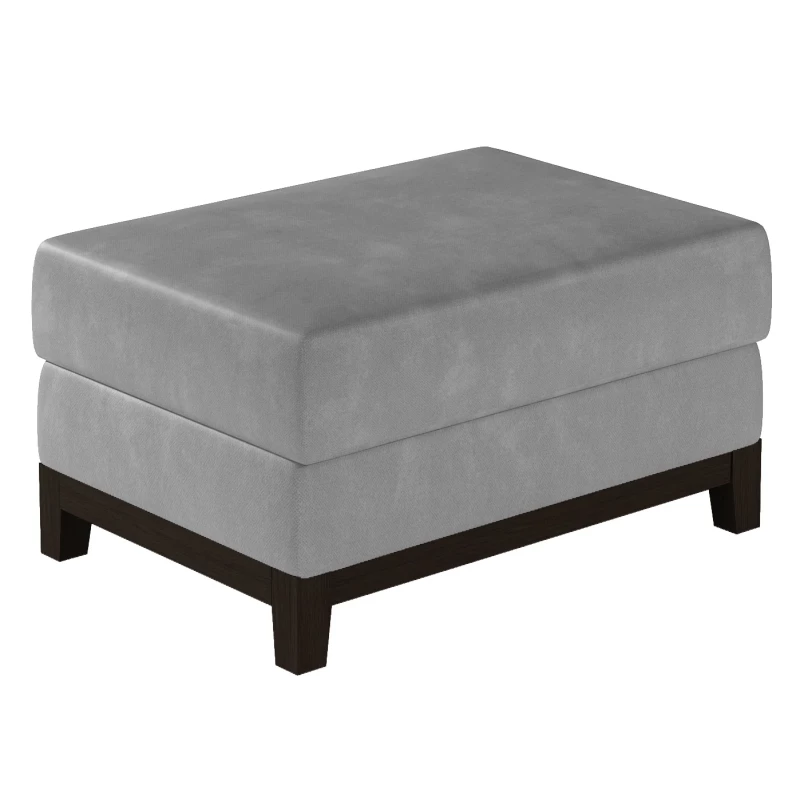 Gepolsterter Hocker ZIVENA – Hellgrau/Walnuss