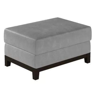 Gepolsterter Hocker ZIVENA – Hellgrau/Walnuss