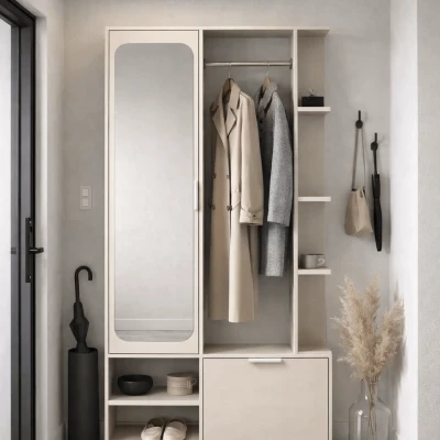 Flurwand mit Spiegel AVELINE - Kaschmir
