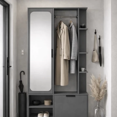 Flurwand mit Spiegel AVELINE - grau