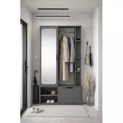Flurwand mit Spiegel AVELINE - grau