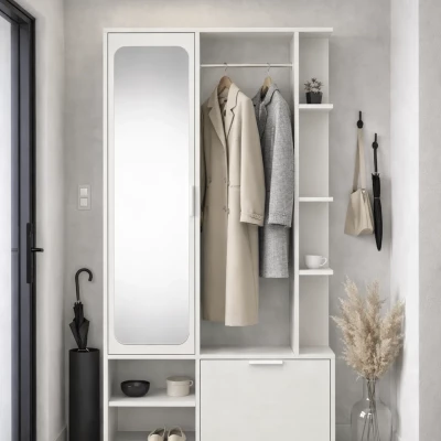 Flurwand mit Spiegel AVELINE - weiß