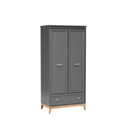 Kombinierter Kleiderschrank 92 cm SKYLER – Grau/Eiche
