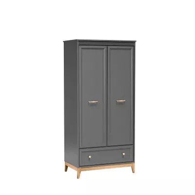 Kombinierter Kleiderschrank 92 cm SKYLER – Grau/Eiche